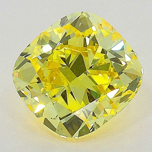 0.39 carat, Fancy Vivid Yellow , Cushion shape, VS2 Clarity, GIA
