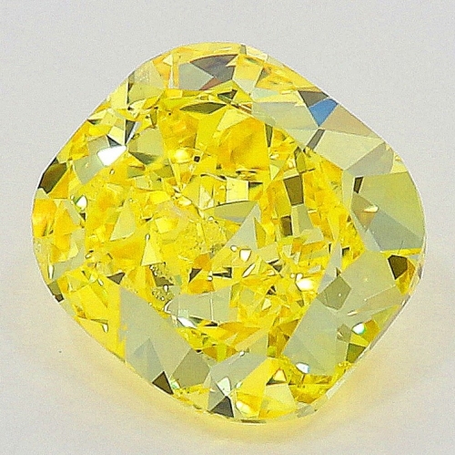 0.53 carat, Fancy Vivid Yellow , Cushion shape, SI2 Clarity, GIA