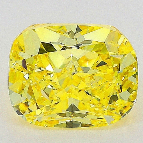 0.53 carat, Fancy Vivid Yellow , Cushion shape, SI1 Clarity, GIA