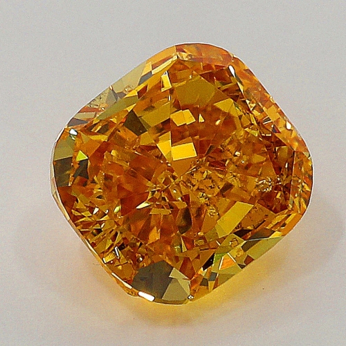 0.58 carat, Fancy Vivid Yellowish Orange , Cushion shape, SI2 Clarity, GIA