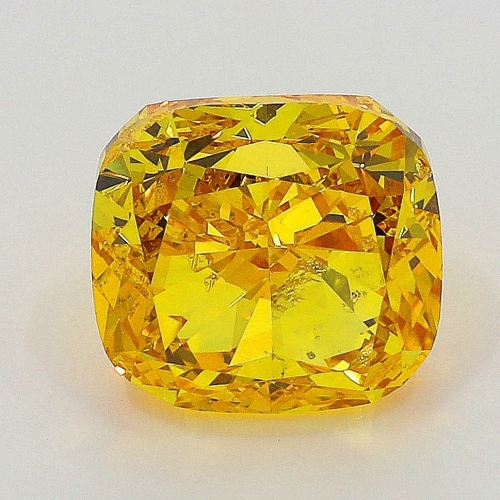 1.01 carat, Fancy Vivid Orangey Yellow , Cushion shape, SI1 Clarity, GIA