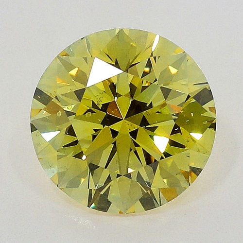 0.54 carat, Fancy Deep Yellow Diamond, Round Brilliant shape, SI1 Clarity, GIA