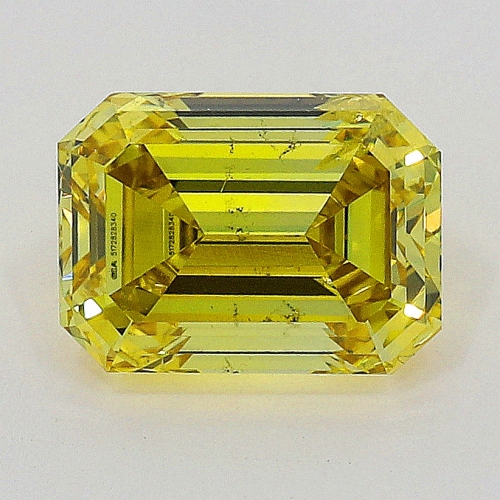0.45 carat, Fancy Deep Yellow , Emerlad shape, SI2 Clarity, GIA