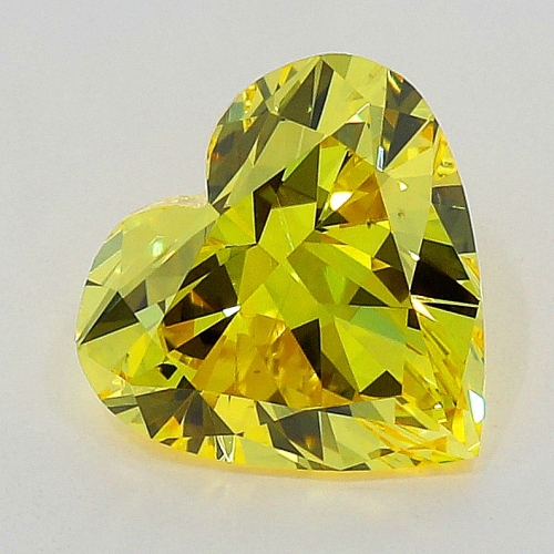 0.42 carat, Fancy Vivid Yellow , Heart shape, VS1 Clarity, GIA