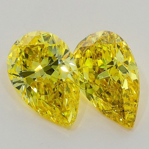 0.41 carat, Fancy Vivid Yellow , Pear shape, SI2 Clarity, GIA