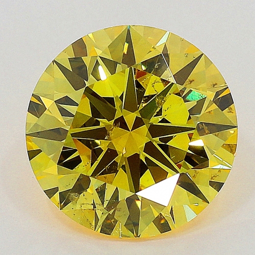 0.71 carat, Fancy Vivid Yellow , Round Brilliant shape, SI1 Clarity, GIA