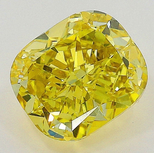 0.50 carat, Fancy Intense Yellow , Cushion shape, VS2 Clarity, GIA