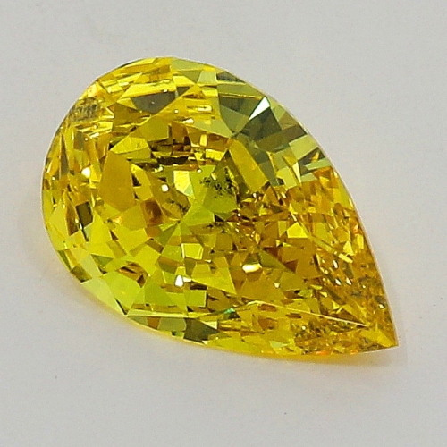 0.19 carat, Fancy Vivid Yellow , Pear shape, SI1 Clarity, GIA