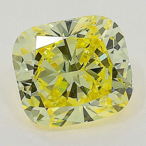 0.53 carat, Fancy Intense Yellow , Cushion shape, VS2 Clarity, GIA