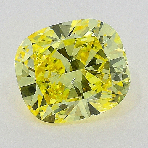 0.43 carat, Fancy Intense Yellow , Cushion shape, VS1 Clarity, GIA