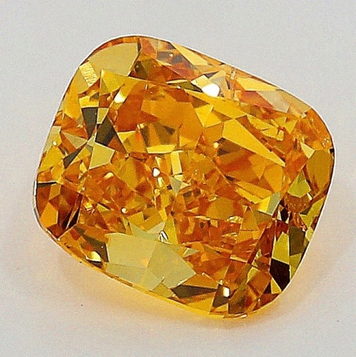0.30 carat, Fancy Vivid Yellowish Orange , Cushion shape, SI2 Clarity, GIA