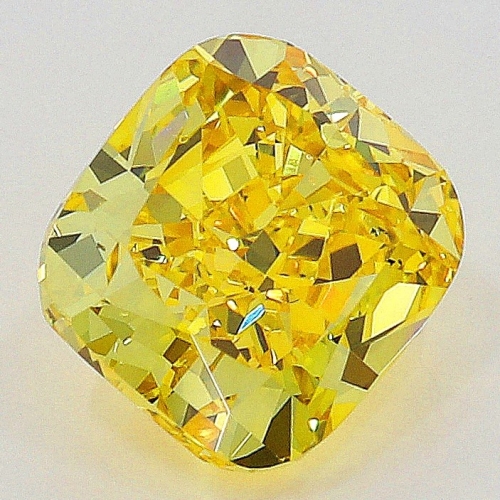 0.50 carat, Fancy Vivid Yellow , Cushion shape, VS2 Clarity, GIA