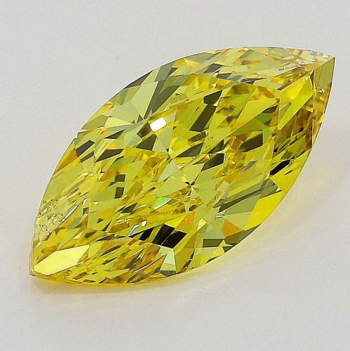 0.70 carat, Fancy Vivid Yellow , Marquise shape, SI1 Clarity, GIA