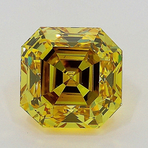 0.50 carat, Fancy Deep Yellow , Asscher Cut Shape, VS2 Clarity, GIA